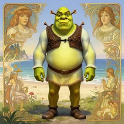 beautiful , shrek standing in front of a beach, intricate, stunning, highly detailed, digital painting, artstation, concept art, smooth, sharp, focus, illustration, art by artgerm and greg rutkowski and alphonse mucha