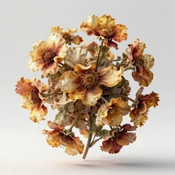 a render of a 3 d organic structure, wilted flowers, c 4 d, by zhelong xu and ernst haeckel, hyper realistic, plain background, 8 k, volumetric lightning, trending on artstation