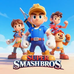 super smash bros movie poster.  3d rendered. unreal engine.