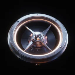 cyberpunk gyroscope, black background, sharp focus, bloom, rim light, illustration, highly detailed, photo realistic, unreal engine