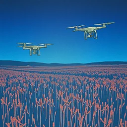 risograph grainy painting of boards of canada, tomorrow harvest, i see drones, by moebius and dirk dzimirsky and satisho kon, blue hour, close - up wide portrait