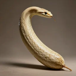 very long beige cucumber made of snakeskin with @snake head@