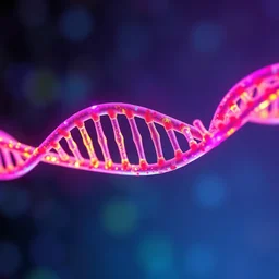 dna inside a cell neon colors futuristic