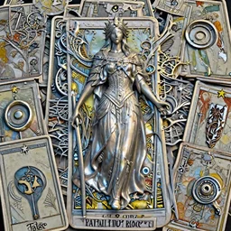 unreal engine render + a goddess, tarot card, dark souls colour scheme, luminal, smooth, coherent, high detailed, by Karol Bak, featured on artstation, instagram HD, unreal engine