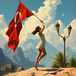 movie poster, girl stealing the boy flag, painted by sylvain sarrailh, rhads, ferdinand knab, trending on artstation