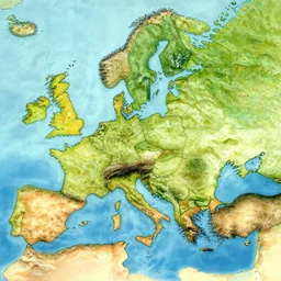 aerial map of a realm with distinct biomes, highly detailed, smooth, sharp focus, illustration by moebius and thomas kinkade