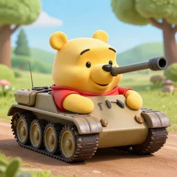 a battle tank shaped like winney the pooh