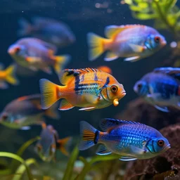 highly detailed photo of beautiful colorful fishes under water, hyper realistic, concept art, 8 k detail post - processing