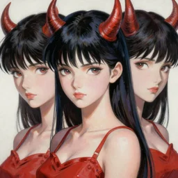 prompt : devil women with horns soft light painted by james jean and katsuhiro otomo and erik jones, inspired by akira anime, smooth face feature, intricate oil painting, high detail illustration, sharp high detail, manga and anime 1 9 9 9