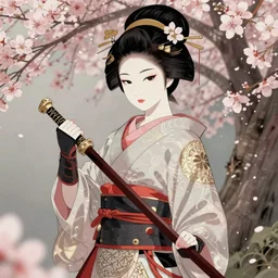 beautiful geisha sakura warrior By Peter Mohrbacher, clean, trending on artstation,