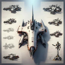 sci fi vehicle design, character sheet, Moebius, Greg Rutkowski, Zabrocki, Karlkka, Jayison Devadas, Phuoc Quan, trending on Artstation, 8K, ultra wide angle, zenith view, pincushion lens effect