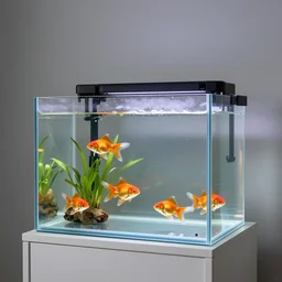 brutalist goldfish aquarium, photography