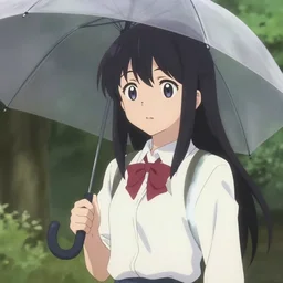 anime girl holds an umbrella.