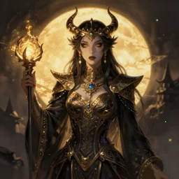 Beautiful Evil Necromancer Sorceress, fantasy magic, dramatic lighting, golden hour, close to night, intricate, elegant, sharp focus, illustration, highly detailed, digital painting, concept art, matte, art by Artgerm and Greg Rutkowski, Magic The Gathering