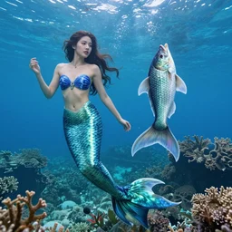 human mermaid with a fish body