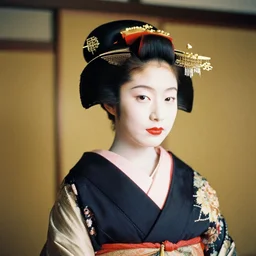 Portrait Photograph of a Japanese Geisha Kodachrome 200