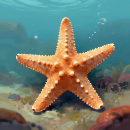 Single Royal starfish on the ocean floor, digital painting, artstation