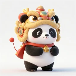 a beautiful hyperdetailed character design of a cute panda with a chinese lion dance head victo ngai cyberpunk style of absolutely beautiful cyberpunk town, from china, style of studio ghibli, makoto shinkai, raphael lacoste, louis comfort tiffany, artgerm, james jean, ross tran, chinese style