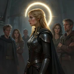 ( side profile ) concept art by thomas blackshear, imogen poots as galactic templar, holy light halo, gloomhaven, matte painting, extremely emotional, realistic shaded lighting poster by hsiao ron chen, artgerm, lawren harris, eve ventrue, magali villeneuve, jeremy lipkin, rob rey, christophe vacher
