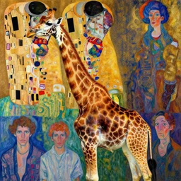 a elegant giraffe!!, psychedelic, patterned skin, trending on artstation, photorealism!!, vibrant colors, digital art, in the style of harumi hironaka, gustav klimt, egon schiele, coby whitmore, david bates, monet, lisa frank, picasso, eiichiro oda!.