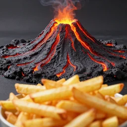 poutine ( the canadian meal ) from mount doom, volcano texture, lava texture, fire texture
