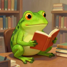 A frog librarian, painted by Craig Mullins, trending on ArtStation