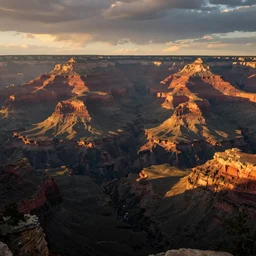 an award winning professional photograph of the grand canyon at the golden hour, in the style of avatar, epic scene, extremely detailed masterpiece, extremely moody lighting, glowing light and shadow, atmospheric, shadowy, cinematic, god lighting