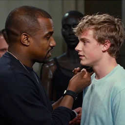kanye west beating up pete davidson, cinematic, color grading, camcorder effect, ektachrome, fujifilm superia, side - view, closeup - view, rtx, glsl - shaders, post - production, cel shading, vfx, by wangechi mutu, by weta digital, by weta fx, by wlop