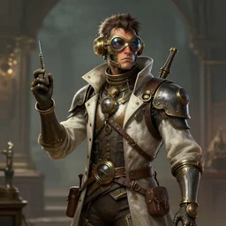 steampunk scientist, portrait, medium shot, digital art, concept art, fantasy art, highly detailed, hd wallpaper, hdr, artstation, deviantart, behance