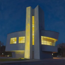 night light as day trending on artstation building by frank lloyd wright painting by james gurney by trending on artstation matte painting,