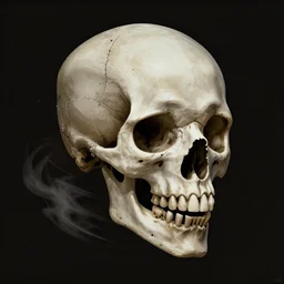 skull monster character design. by rembrandt 1 6 6 7, illustration