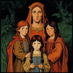 portrait of diety of family and farming, coherent! by brom, by brian froud, deep color, strong line, high contrast
