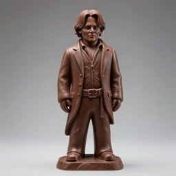 chocolate! sculpture of johnny depp, chocolate art, fully chocolate, studio lighting