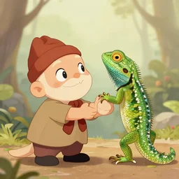 gnome and a lizard