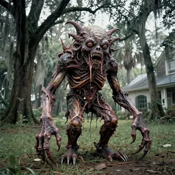 picture of a complex cronenbergian disgusting and montruous creature in louisiana, southern gothic, photograph by diane arbus