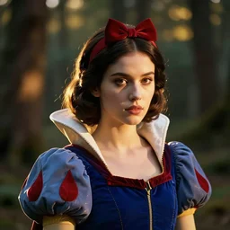 portrait, snow white as a d & d fighter, beautiful, proud serious expression, by donato giancola, dramatic light, high detail, cinematic lighting, artstation, dungeons and dragons, in the forest, golden hour