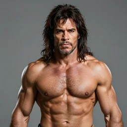 potrait of muscular Tarzan , high detail and Photorealistic, award winning photo with colour
