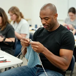 Diamond Dallas Page teaching a knitting class. Candid photography. Photojournalism. David LaChapelle. Steve McCurry. National Geographic. New York Magazine. Annie Leibovitz