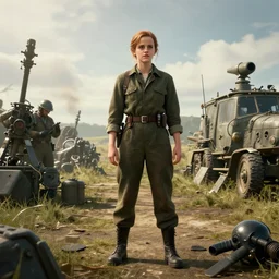 footage of emma watson in d - day, unreal engine 5 highly rendered, radiant light, detailed and intricate environment, wide angle, cinematic lighting