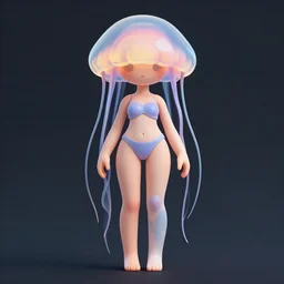 cartoon female character inspired by jellyfish, artwork by artgem lau, wlop and rossdraws, anatomically correct, smooth, clean detailed, sharped focus, symmetrical, perfect composition, illustration, extremely coherent, detailed body, colorful