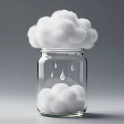 A photo of a cloud raining inside a jar, studio photo, highly detailed,studio lighting