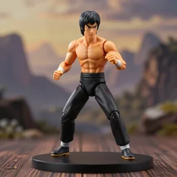 an anime nendoroid of a bruce lee, detailed product photo
