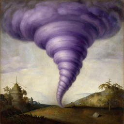 a painting od a purple tornado in the style of leonardo da vinci
