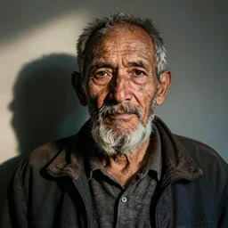 hyper realistic color photo, portrait of a weathered old man, aesthetic!!! dramatic shadow, full colour, upscale, 8 k, masterpiece