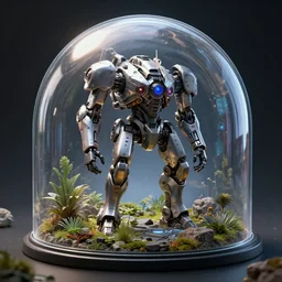 transparent glass dome arcology terrarium atop battle mech. unreal engine, octane, raytrace. horizon zero dawn, hawken 3 8 4 0 x 2 1 6 0