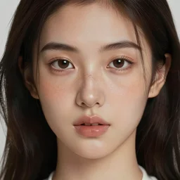 beautiful young woman face with light freckles artist sketch closeup