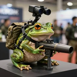 a rare military frog equipped with rocket launcher and night vision target acquisition system, photo from innovative private military expo