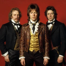 Solomon Joseph Solomon and Richard Schmid and Jeremy Lipking victorian genre painting portrait painting of Mick Jagger in fantasy costume, red background