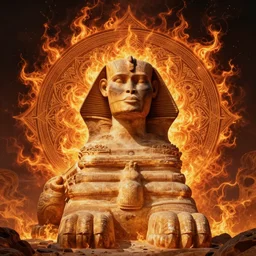 gigantic sphinx of evil cosmic flames, perfect symmetry, mandala, fantasy painting, ultra realistic, wide angle, art nouveau, intricate details, digital painting, rainbowshift, vivid colors, highly detailed by peter mohrbacher, h. r. giger, maxfield parrish, craig mullins, octane render, cgi