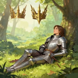 a female knight resting in a glade, vanillaware artwork, dragon's crown concept art